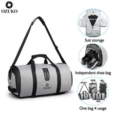 Load image into Gallery viewer, OZUKO Multifunction Men Travel Bag Large Capacity Waterproof Duffle Bag Suit Storage Hand bag Trip Luggage Bags with Shoe Pouch